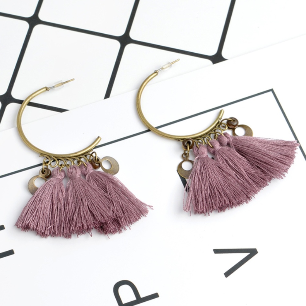 Mauve purple tassel earrings